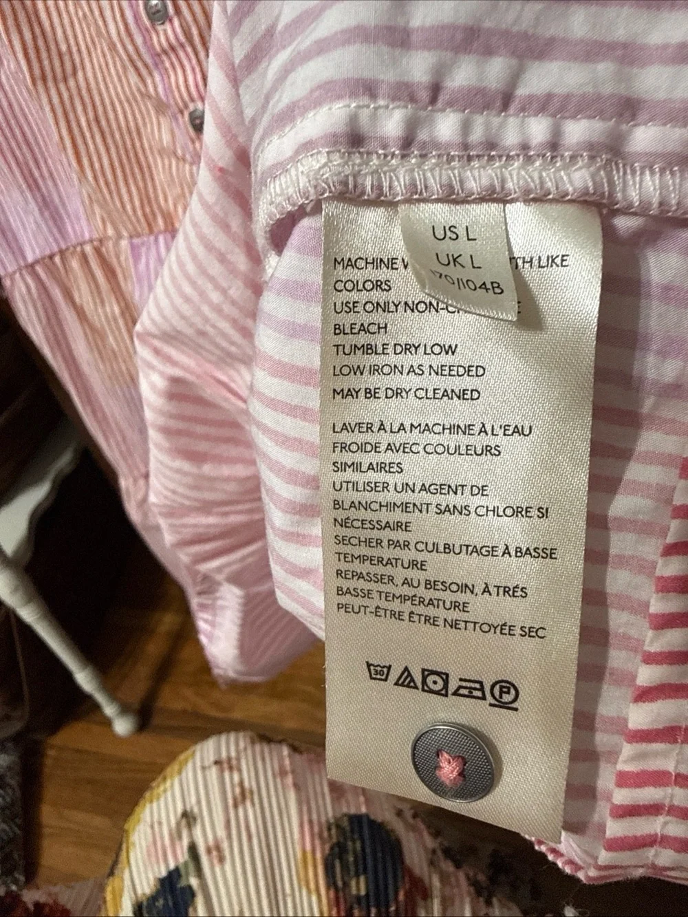 maeve anthropologie Pink And White Striped Shirt Size large  Peasant Flowy